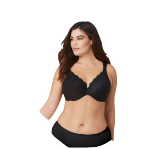 Glamorise Low Cut Wonderwire Lace Bra Underwire Size 44 F Black 1885 - Picture 3 of 3